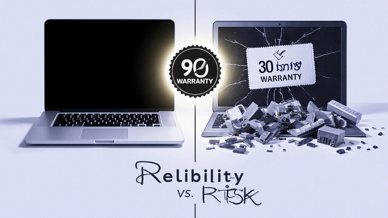 Comparison of reliable repair with warranty versus low-quality parts.