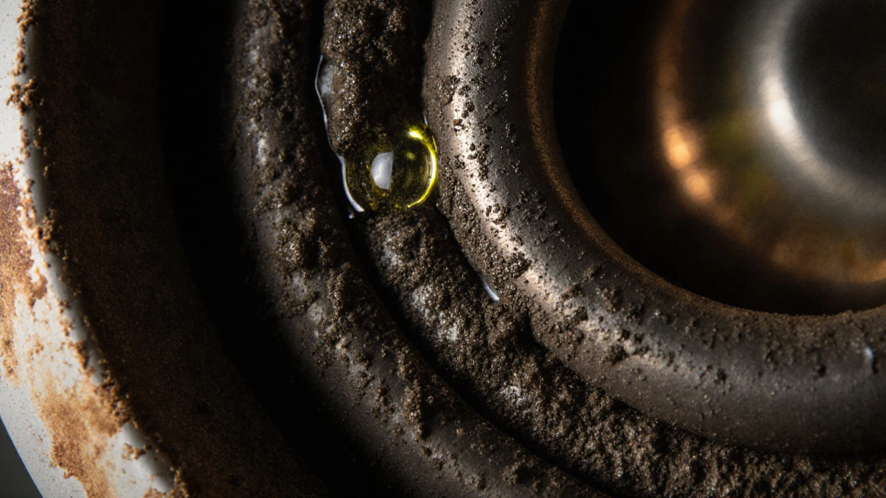 Corroded boiler heat exchanger with sludge compared to a clean one, highlighting maintenance impact.