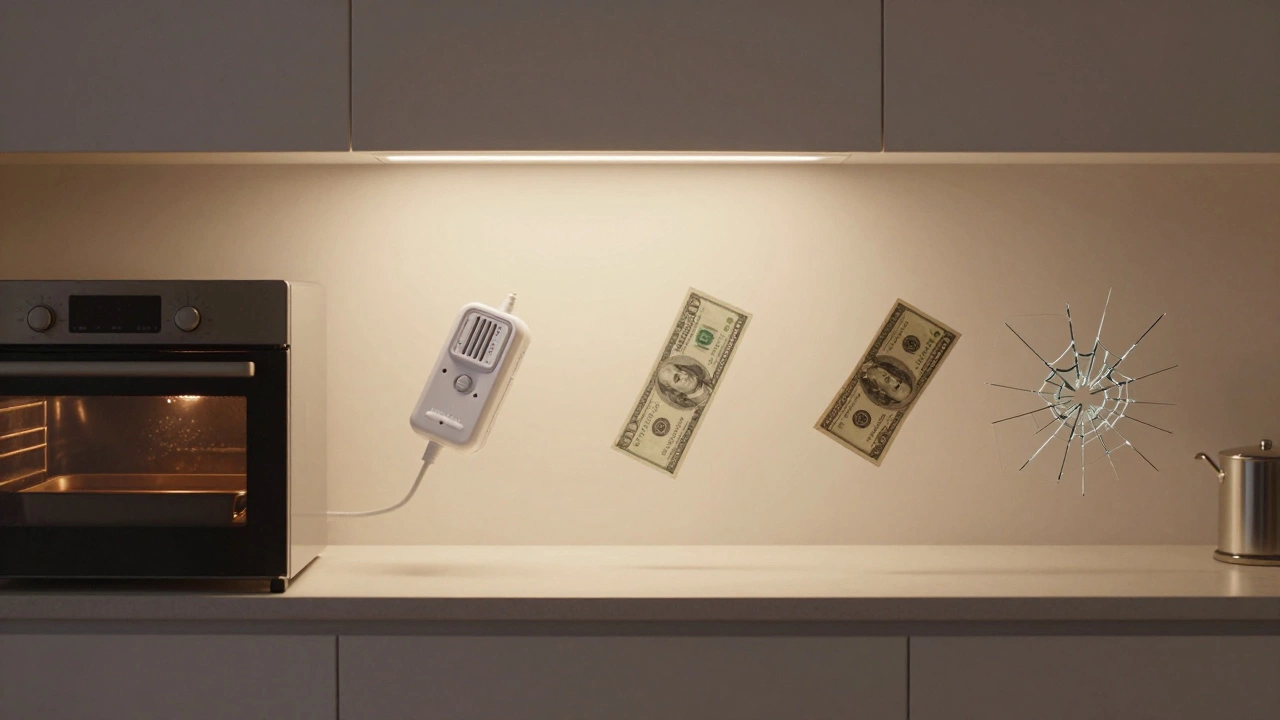 Timeline of oven care with symbolic items showing how habits affect lifespan over time.