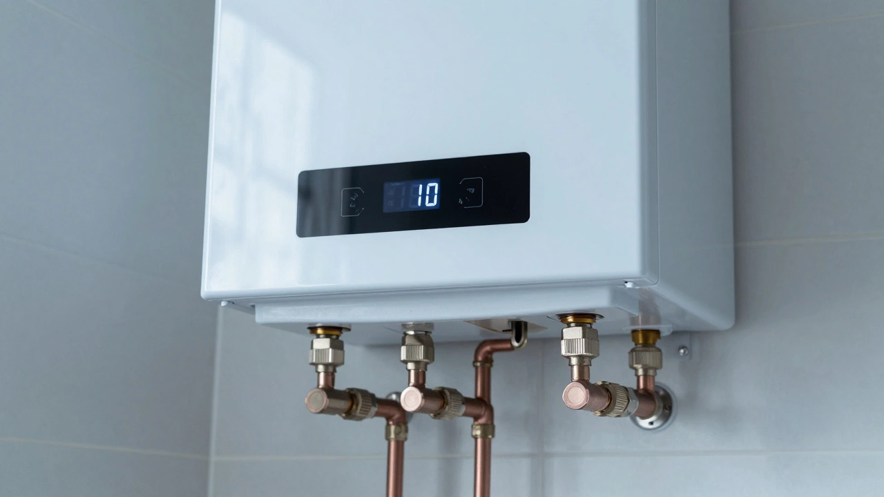 New efficient boiler installed with copper pipes
