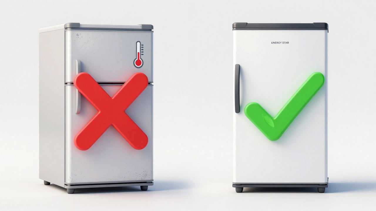 Comparison of old inefficient vs new efficient freezer