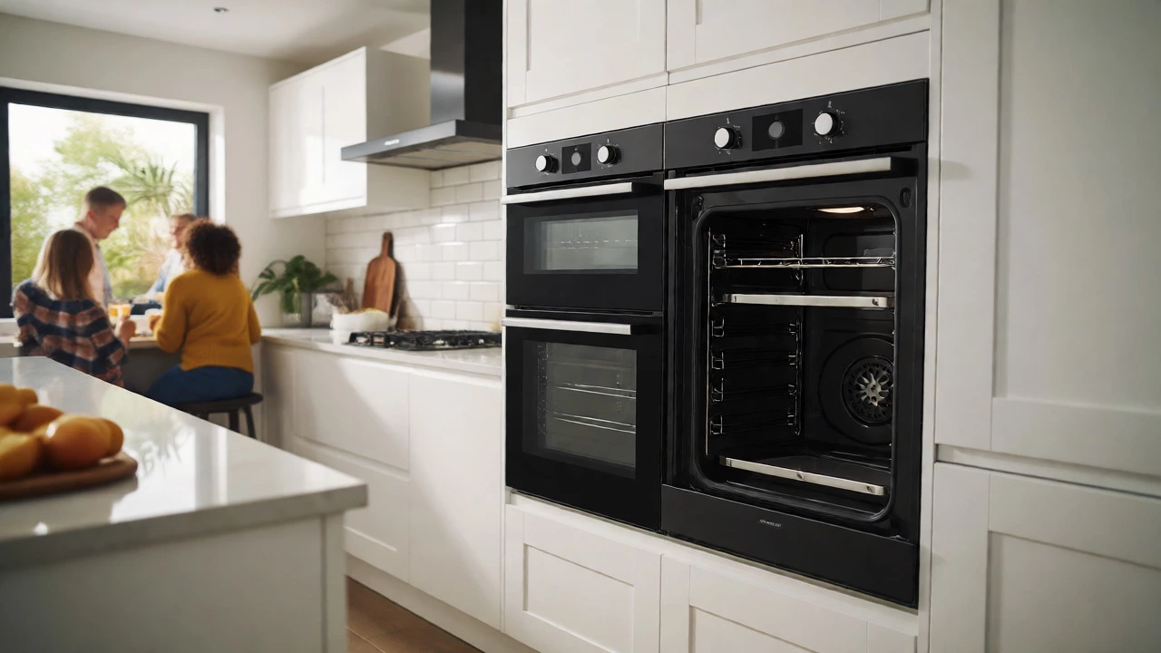 Modern built-in double ovens in a clean, bright family kitchen